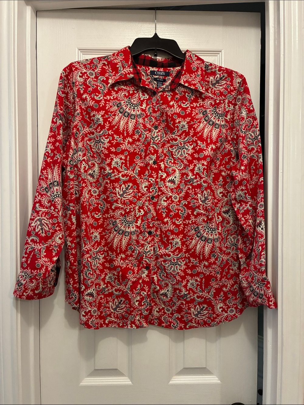 Chaps Red Paisley Button-Front Shirt